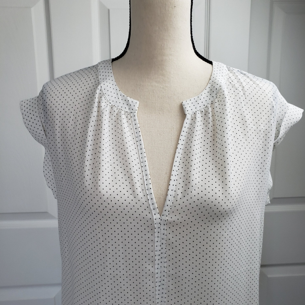 Philosophy white with black polka dot blouse sz S